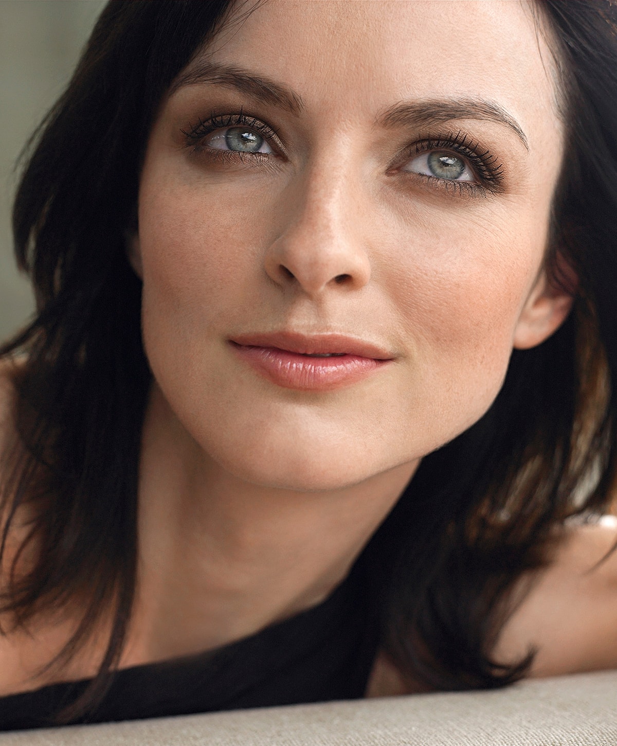 Close-up of a woman with beautiful features.