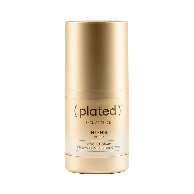 Gold serum bottle for skin rejuvenation.