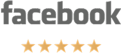 Facebook logo with five star ratings
